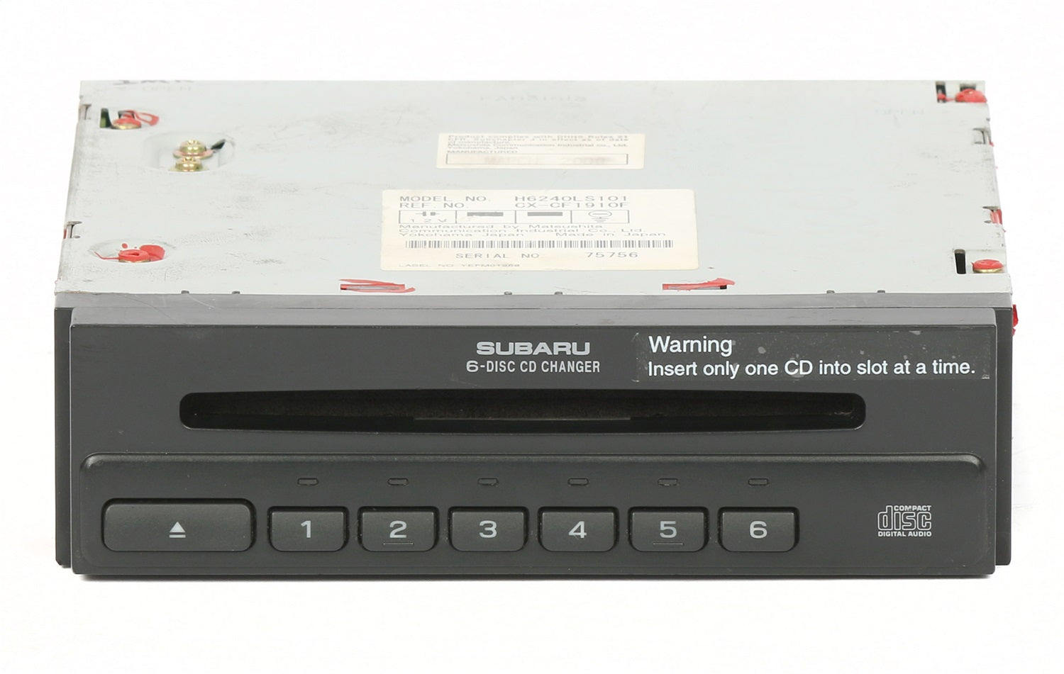 1 Factory Radio 638-57641-NOA2 CD Player; Remanufactured; Black; 6 Disc; OE Part Number: H6240LS101; 1 Factory Radio 638-57641-NOA2