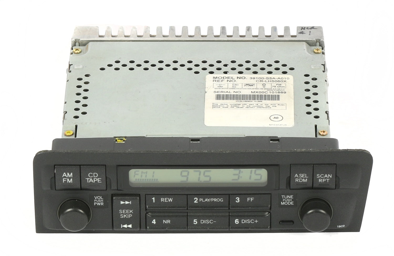 1 Factory Radio 638-58050A-NOA AM FM Radio; Remanufactured; Black; OE Part Number: 39100-S5A-A010; 1 Factory Radio 638-58050A-NOA