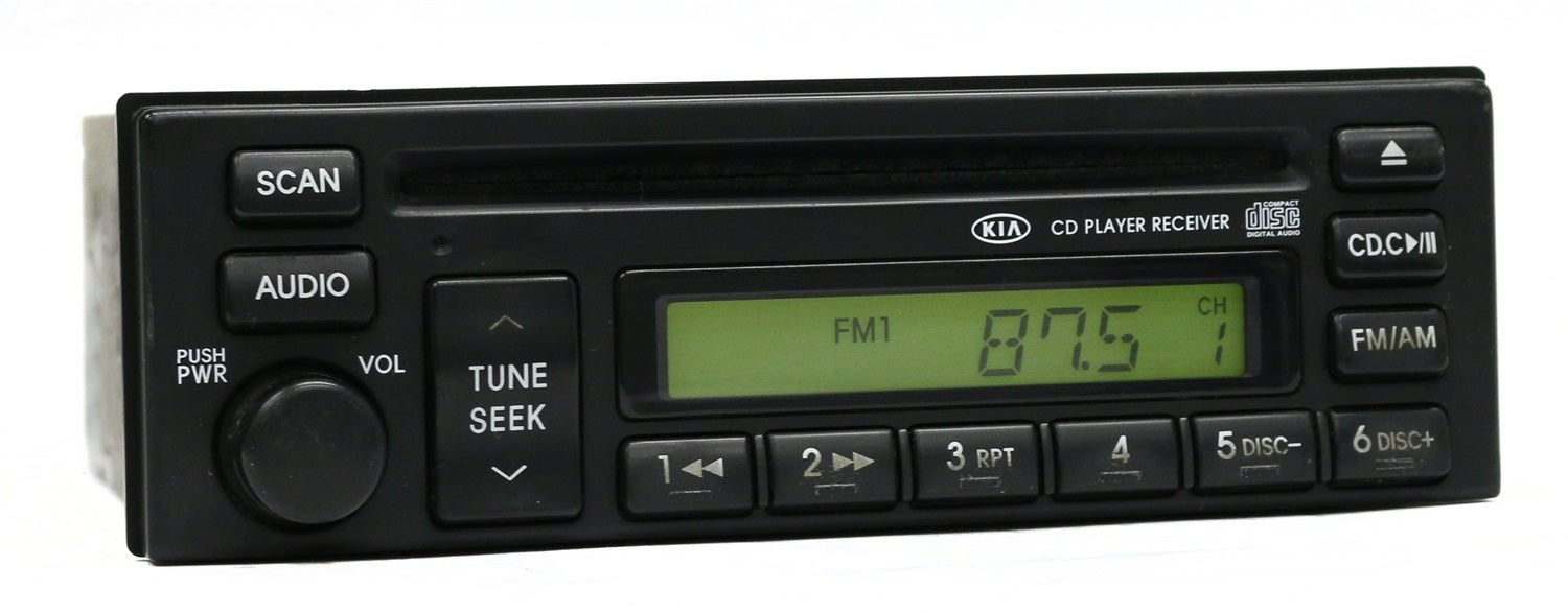 1 Factory Radio 638-58564B-NOA-BLEM AM FM Radio CD Player; Remanufactured; Black; OE Part Number: 96140-2F100; 1 Factory Radio 638-58564B-NOA-BLEM