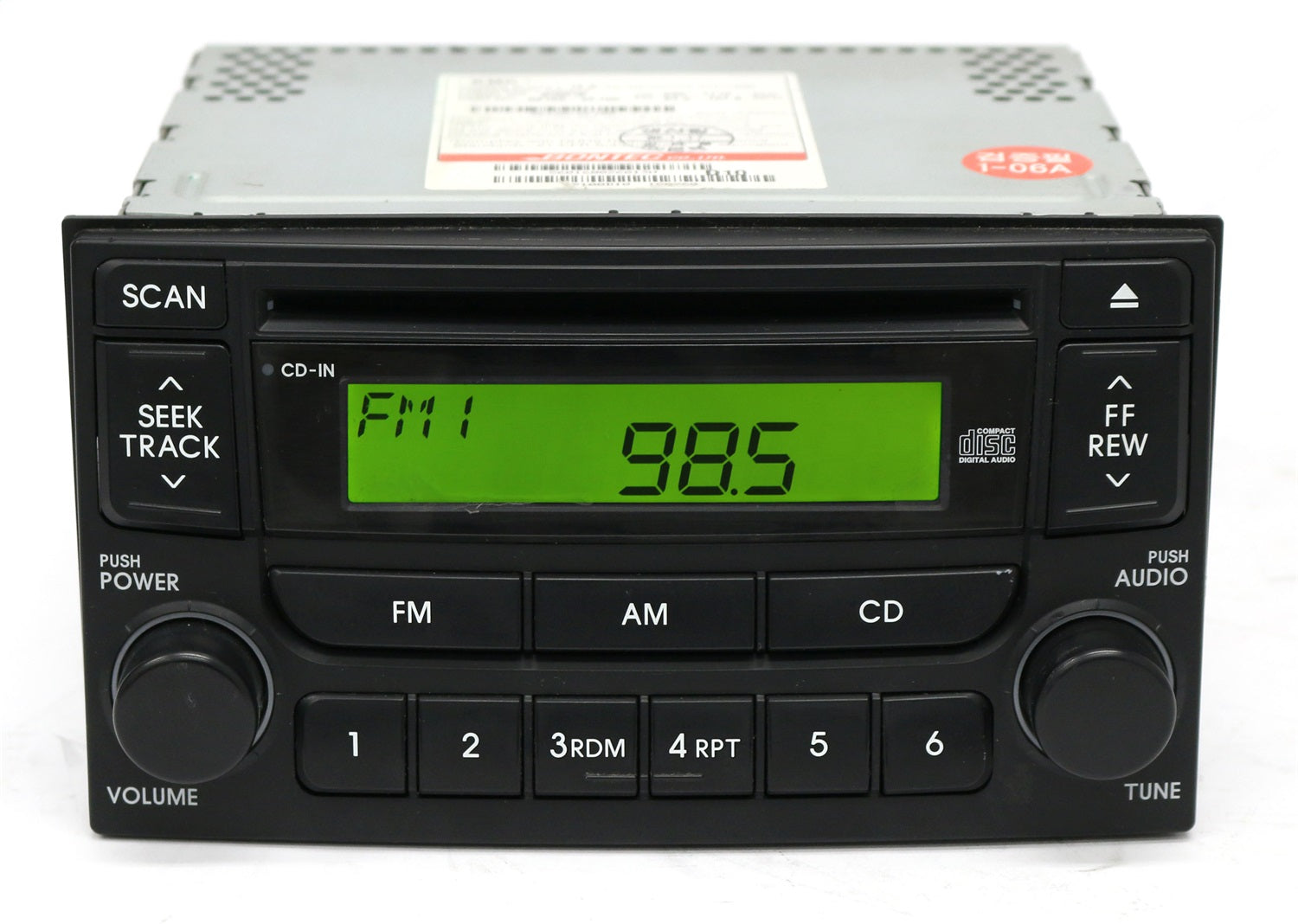1 Factory Radio 638-58564D-NOA-BLEM AM FM Radio CD Player; Remanufactured; Black; OE Part Number: 96150-2F100; 1 Factory Radio 638-58564D-NOA-BLEM