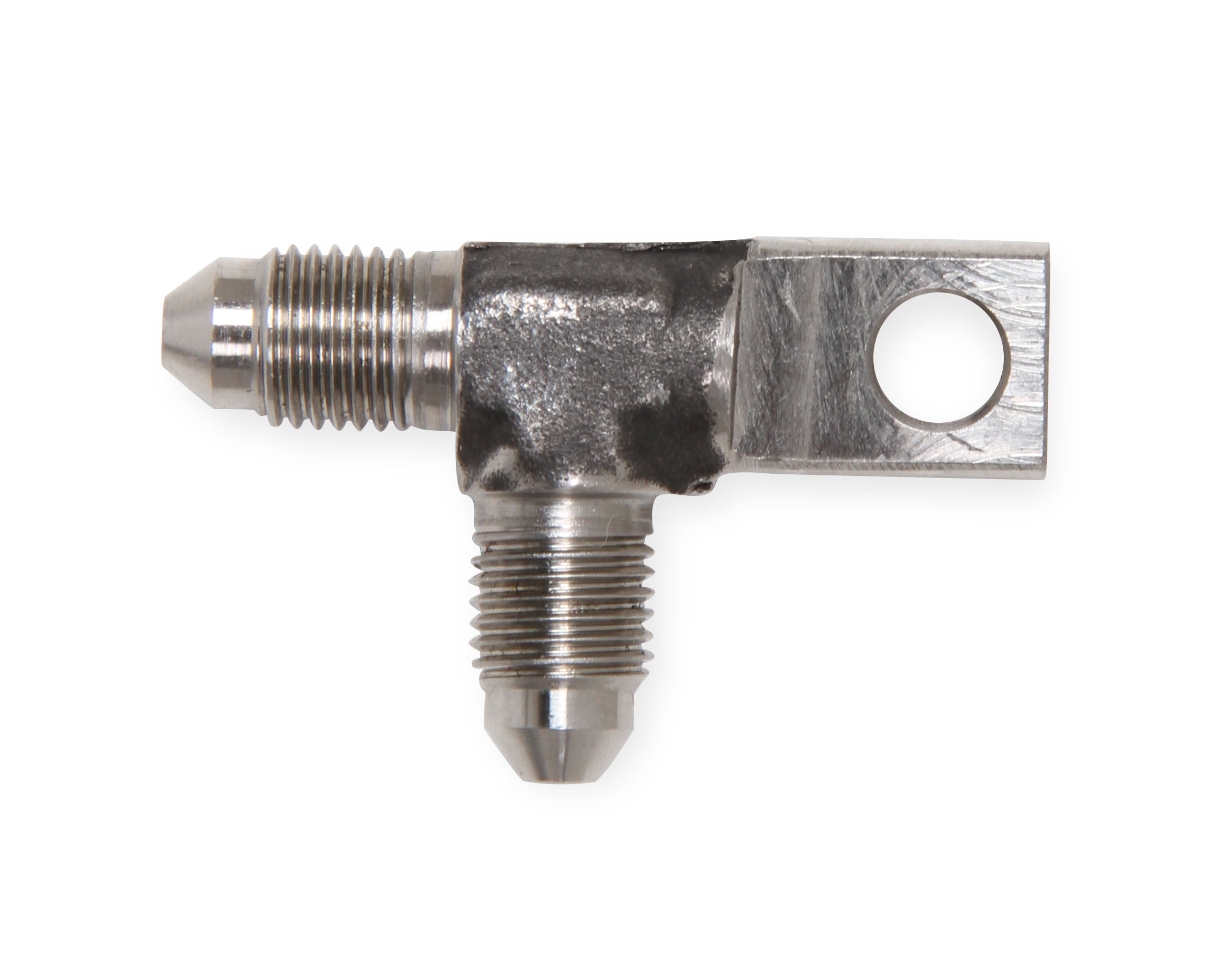Earl's -3 Male to -3 Male 90 Degree Frame Saver w/ Bolt-On Mount