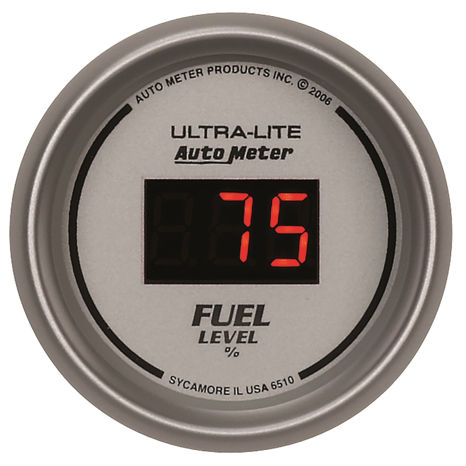 AutoMeter 6510 GAUGE; FUEL LEVEL; 2 1/16in.; 0-280O PROGRAM.; DIGITAL; SILVER DIAL W/RED LED AutoMeter 6510