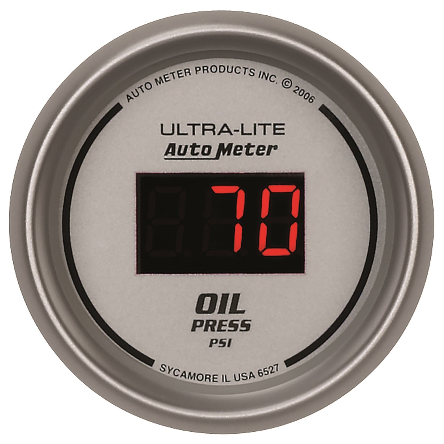 AutoMeter 6527 GAUGE; OIL PRESSURE; 2 1/16in.; 100PSI; DIGITAL; SILVER DIAL W/RED LED AutoMeter 6527
