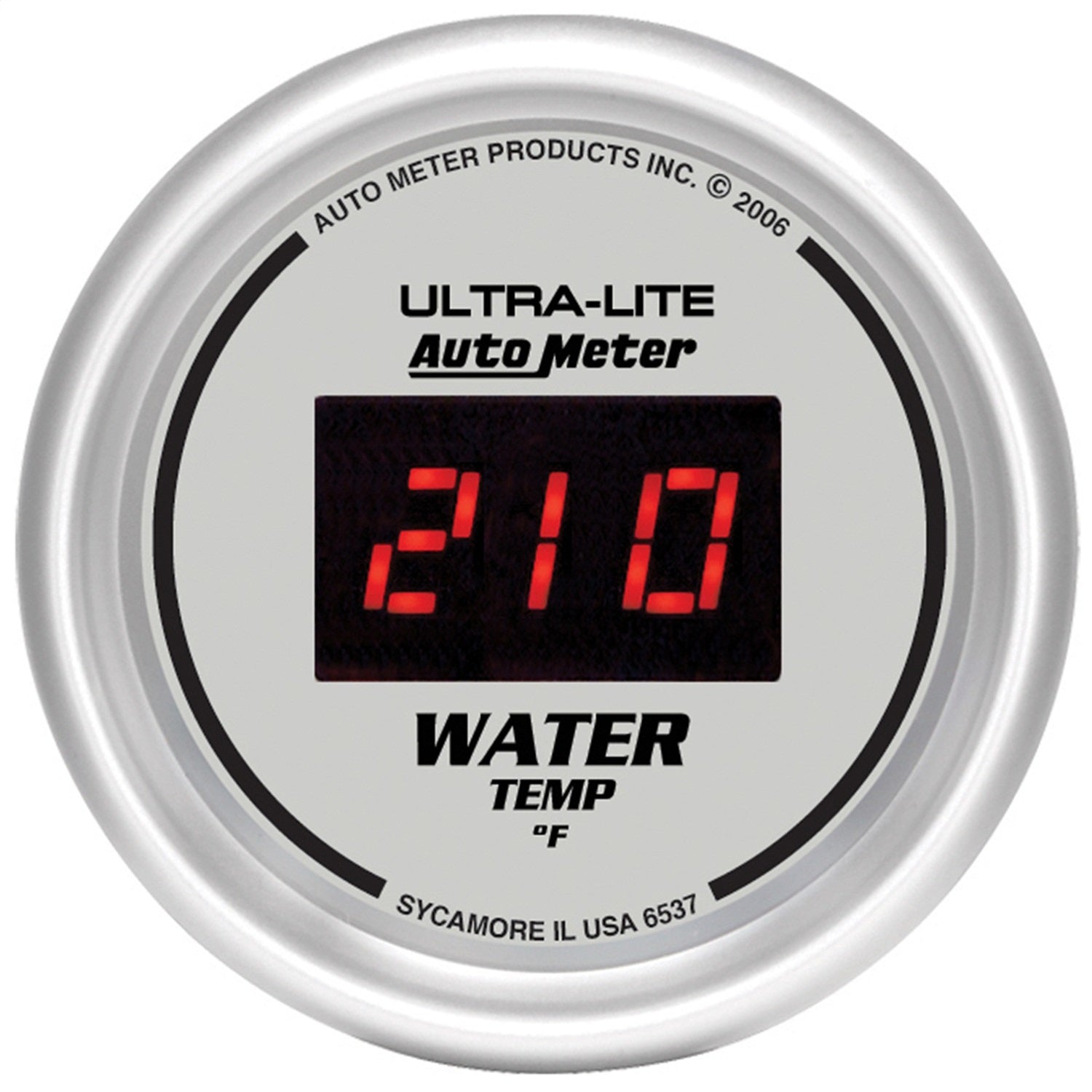 AutoMeter 6537 GAUGE; WATER TEMP; 2 1/16in.; 340deg.F; DIGITAL; SILVER DIAL W/RED LED AutoMeter 6537