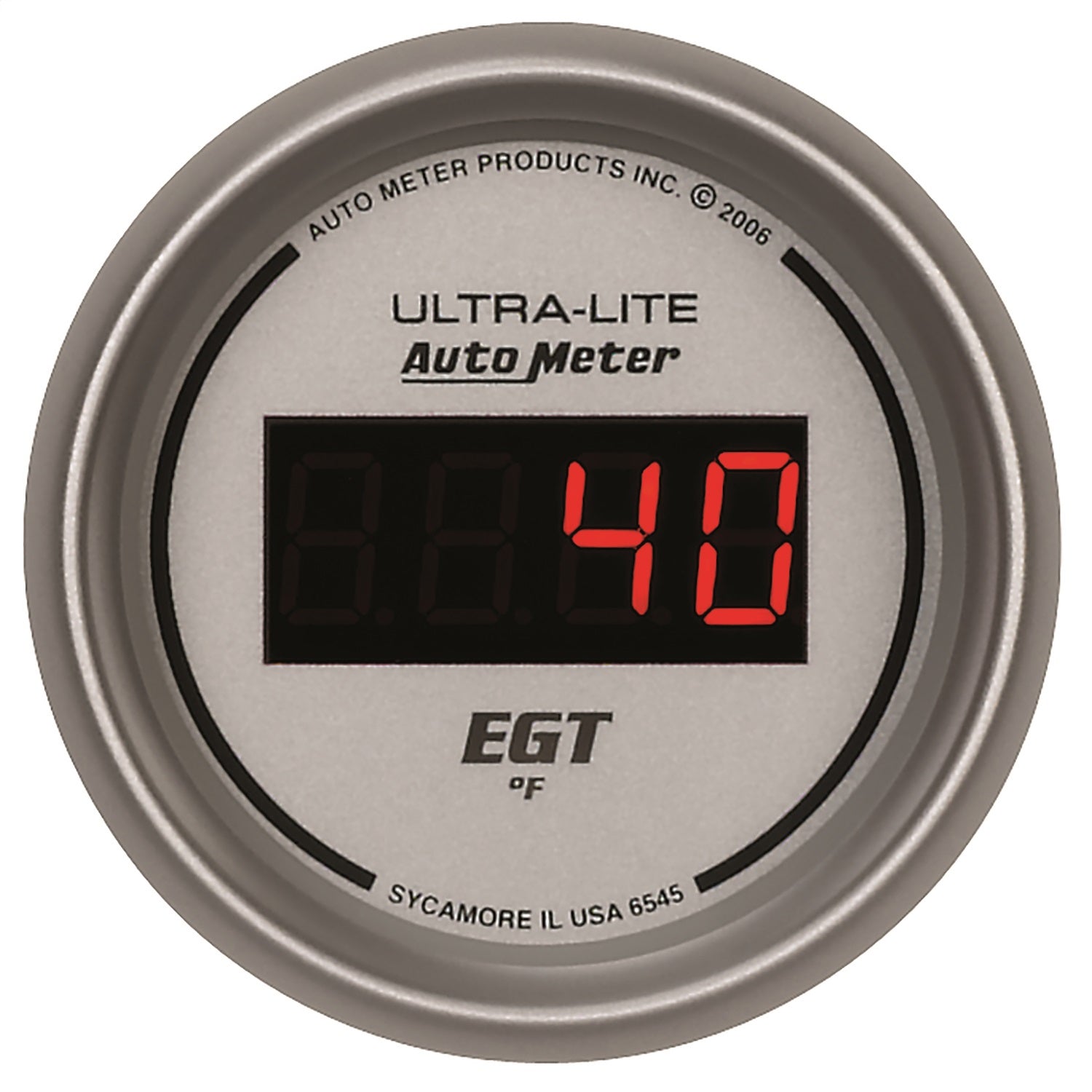 AutoMeter 6545 GAUGE; PYROMETER (EGT); 2 1/16in.; 1600deg.F; DIGITAL; SILVER DIAL W/RED LED AutoMeter 6545