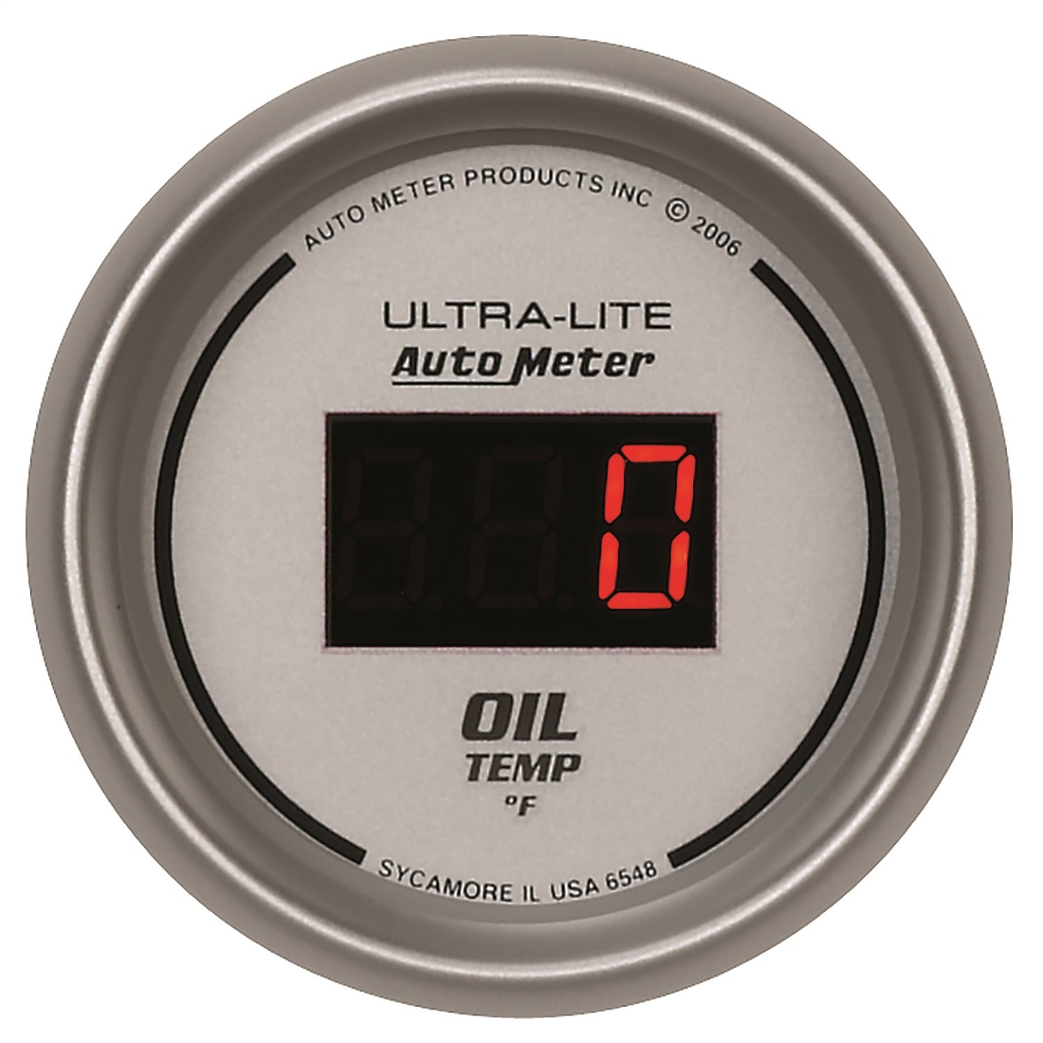 AutoMeter 6548 GAUGE; OIL TEMP; 2 1/16in.; 340deg.F; DIGITAL; SILVER DIAL W/RED LED AutoMeter 6548