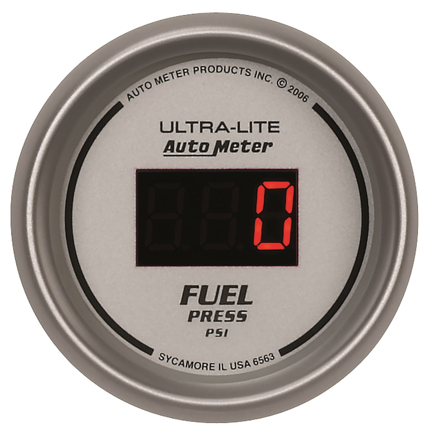 AutoMeter 6563 GAUGE; FUEL PRESSURE; 2 1/16in.; 100PSI; DIGITAL; SILVER DIAL W/RED LED AutoMeter 6563