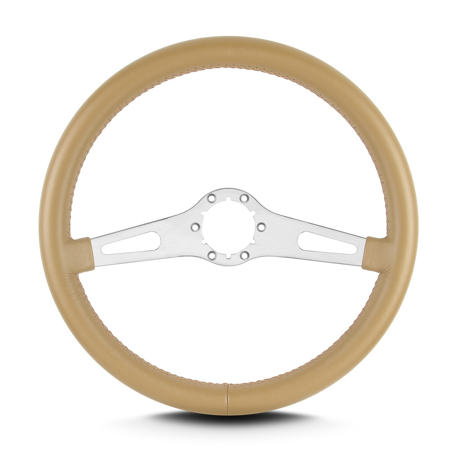 Lokar 65709 Lecarra Teardrop Steering Wheel; Tan; 2 Brushed Spokes; 14 in. Standard Grip; Lokar 65709