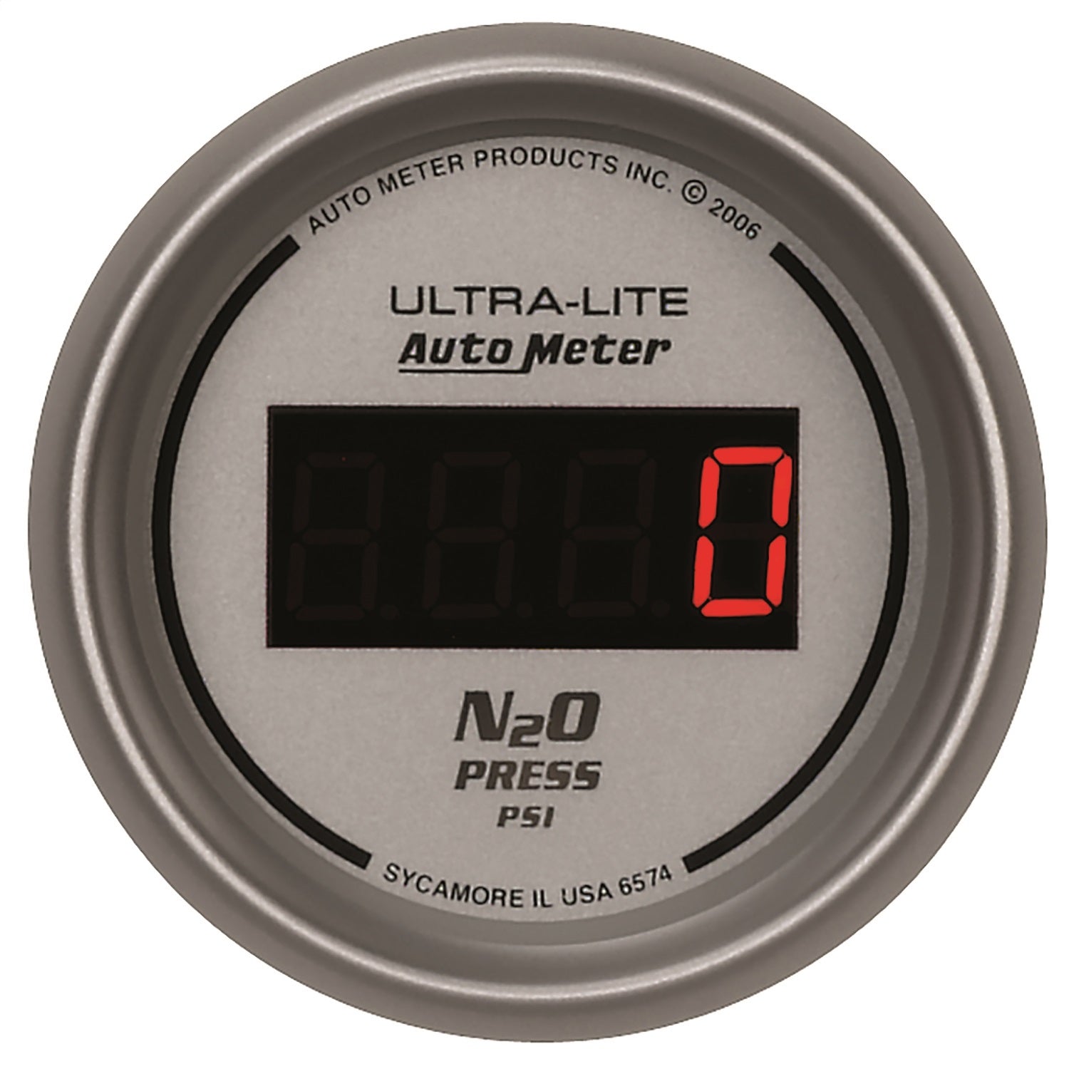 AutoMeter 6574 GAUGE; NITROUS PRESSURE; 2 1/16in.; 1600PSI; DIGITAL; SILVER DIAL W/RED LED AutoMeter 6574