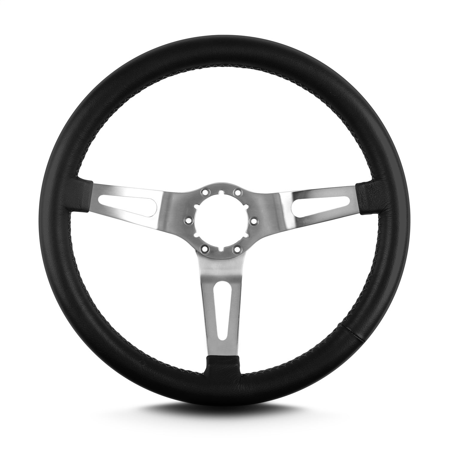 Lokar 65801 Lecarra Teardrop Steering Wheel; Black; 3 Brushed Spokes; 14 in. Standard Grip; Lokar 65801