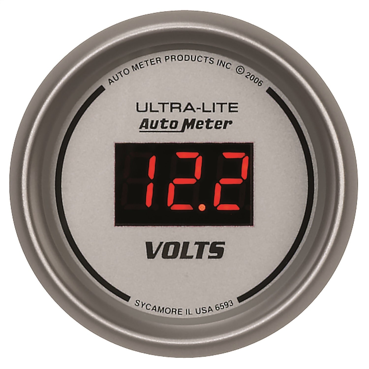 AutoMeter 6593 GAUGE; VOLTMETER; 2 1/16in.; 18V; DIGITAL; SILVER DIAL W/RED LED AutoMeter 6593