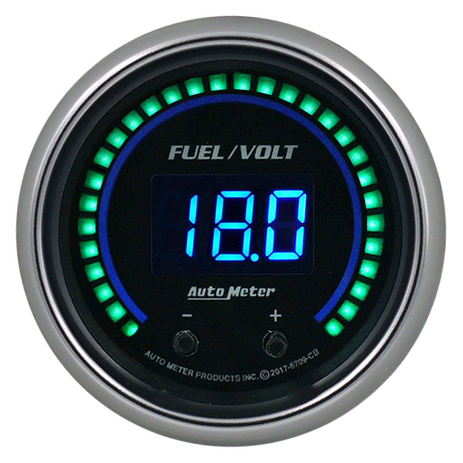AutoMeter 6709-CB 2-1/16in. TWO CHANNEL FUEL LEVEL/VOLTMETER; 0-100%/8-18V; COBALT ELITE DIGITAL AutoMeter 6709-CB