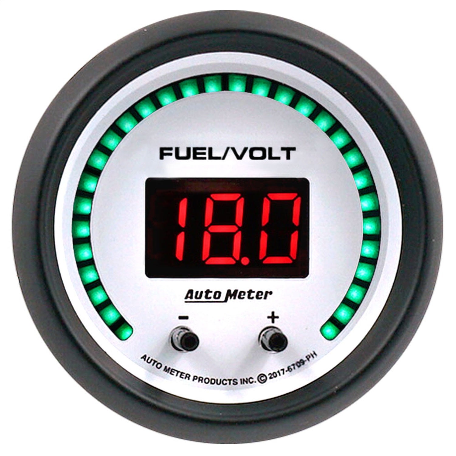 AutoMeter 6709-PH 2-1/16in. TWO CHANNEL FUEL LEVEL/VOLTMETER; 0-100%/8-18V; PHANTOM ELITE DIGITAL AutoMeter 6709-PH