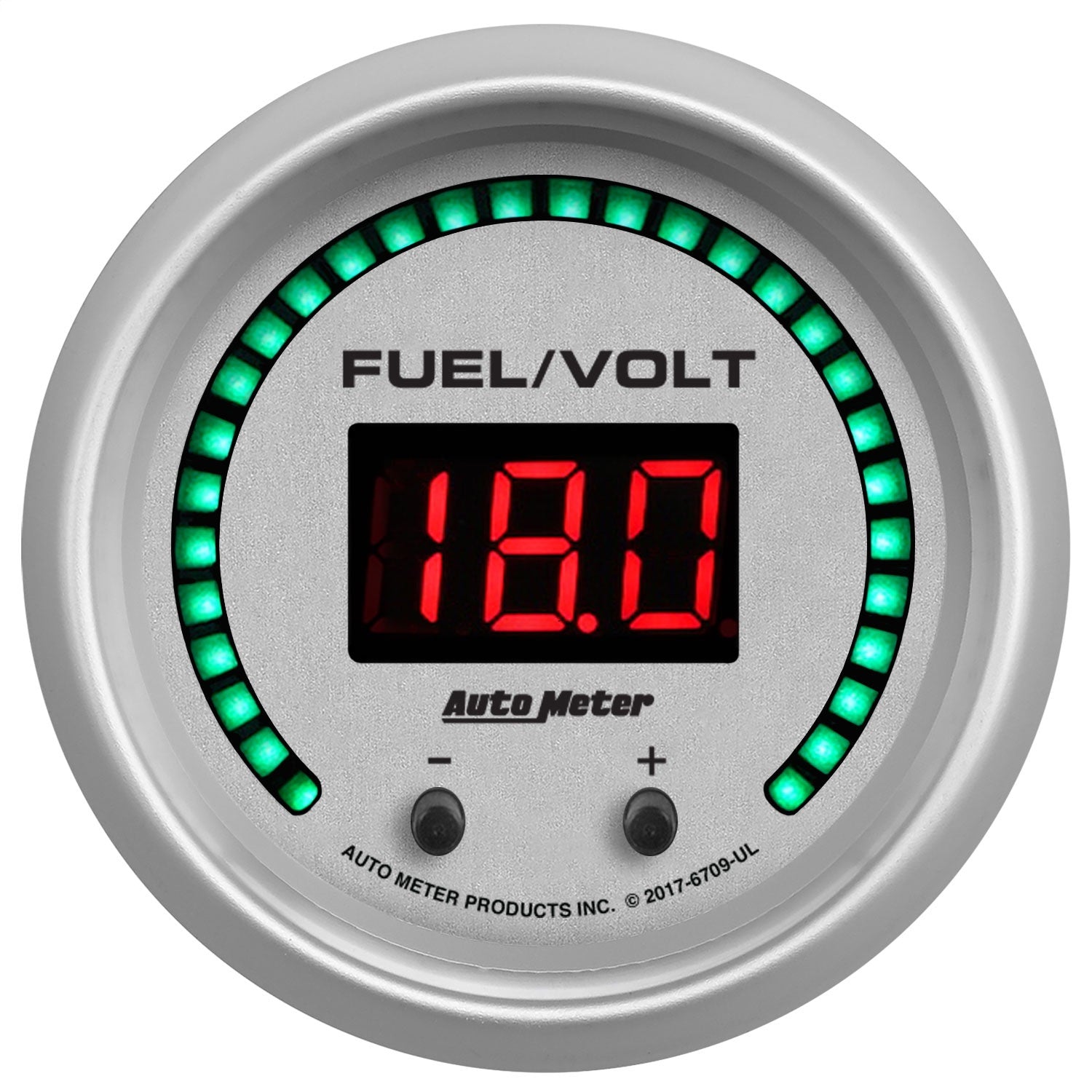 AutoMeter 6709-UL GAUGE; FUEL/VOLT; 2 1/16in. TWO CHANNEL; SELECTABLE; ULTRA-LITE ELITE DIGITAL AutoMeter 6709-UL