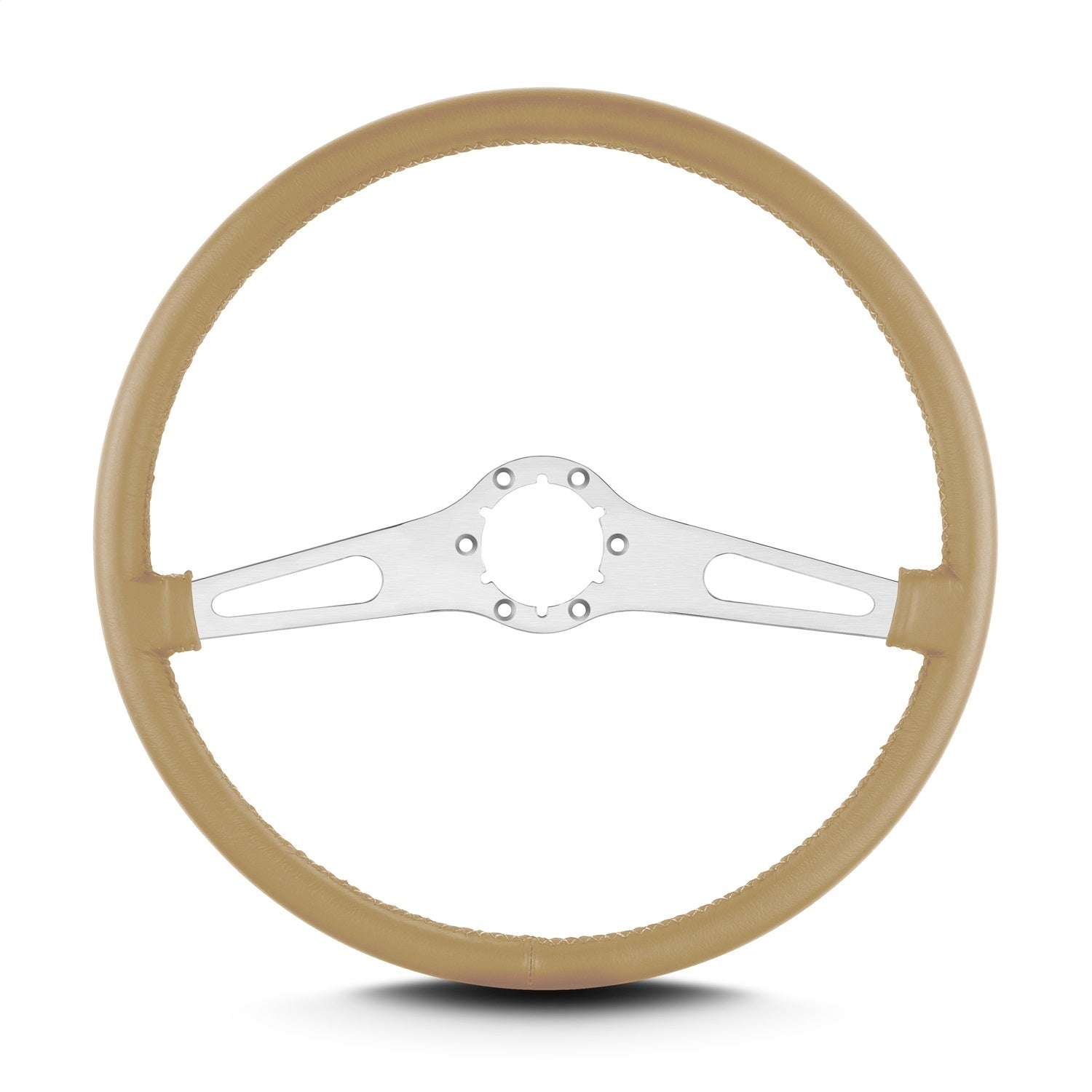 Lokar 67209 Lecarra Teardrop Steering Wheel; Tan; 2 Brushed Spokes; 15 in. Thin Grip; Lokar 67209