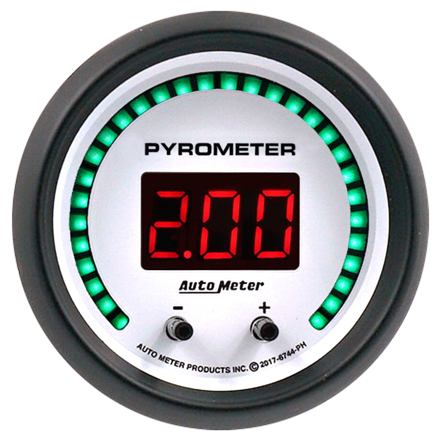 AutoMeter 6744-PH GAUGE; PYROMETER; 2 1/16in.; TWO CHANNEL; SELECTABLE; PHANTOM ELITE DIGITAL AutoMeter 6744-PH