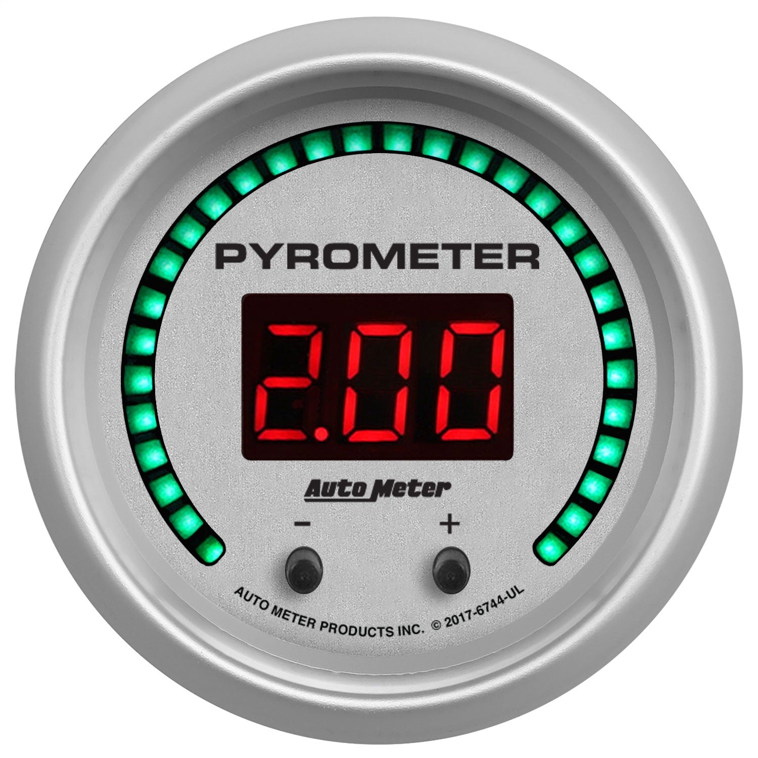 AutoMeter 6744-UL GAUGE; PYROMETER; 2 1/16in.; TWO CHANNEL; SELECTABLE; ULTRA-LITE ELITE DIGITAL AutoMeter 6744-UL