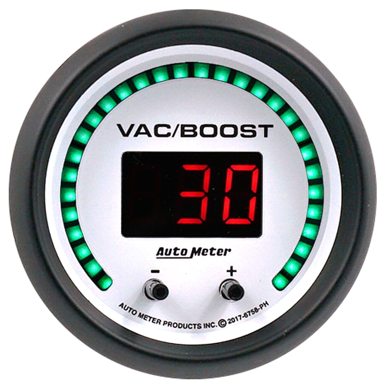 AutoMeter 6758-PH GAUGE; VAC/BOOST; 2 1/16in.; TWO CHANNEL; SELECTABLE; PHANTOM ELITE DIGITAL AutoMeter 6758-PH