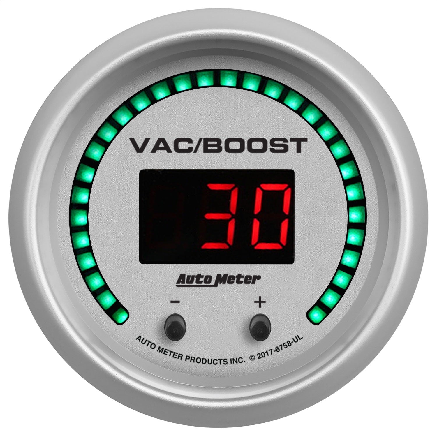 AutoMeter 6758-UL GAUGE; VAC/BOOST; 2 1/16in.; TWO CHANNEL; SELECTABLE; ULTRA-LITE ELITE DIGITAL AutoMeter 6758-UL
