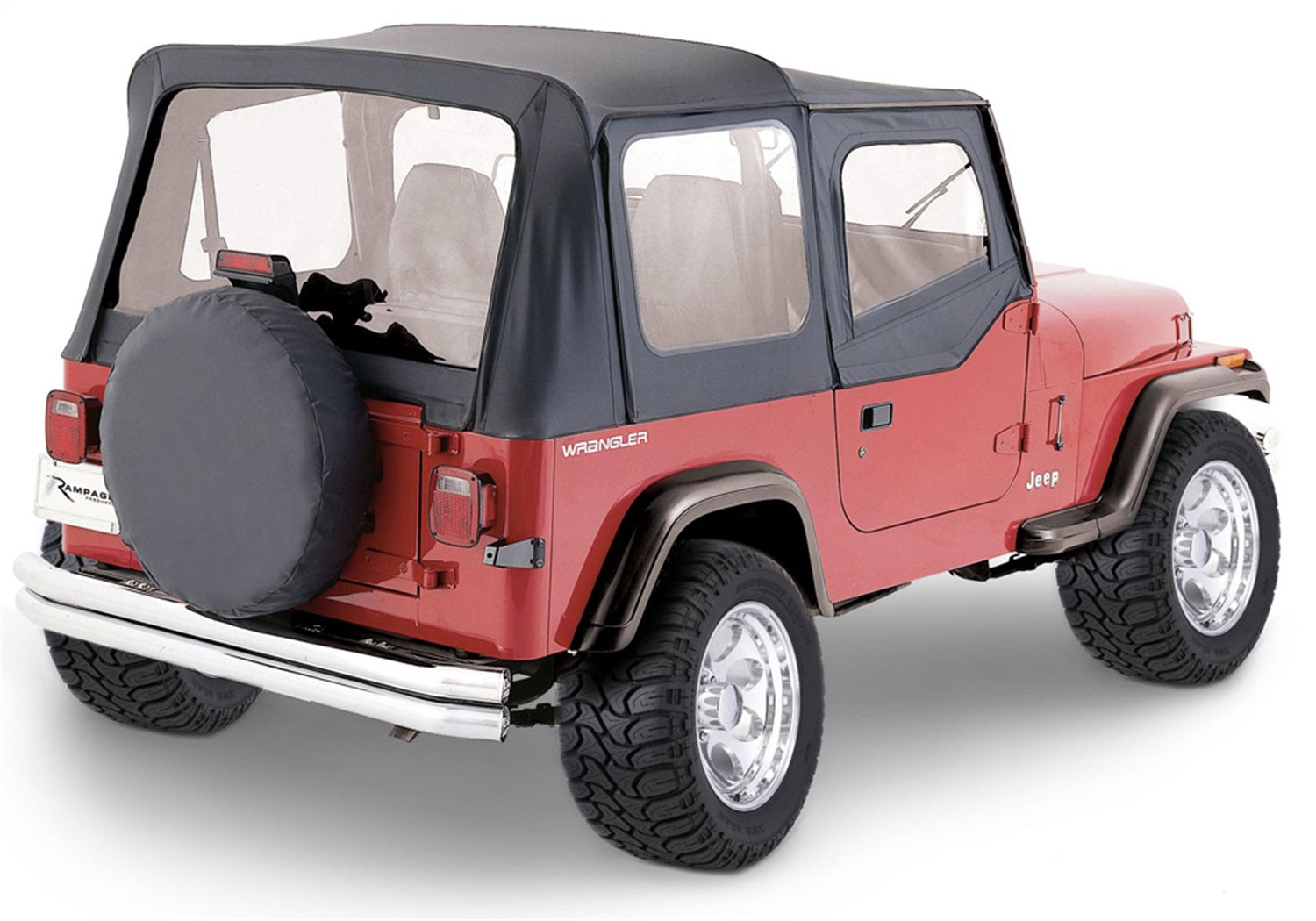 Rampage 68115 Complete Soft Top Kit; Black Denim; w/Soft Upper Doors; Rampage 68115