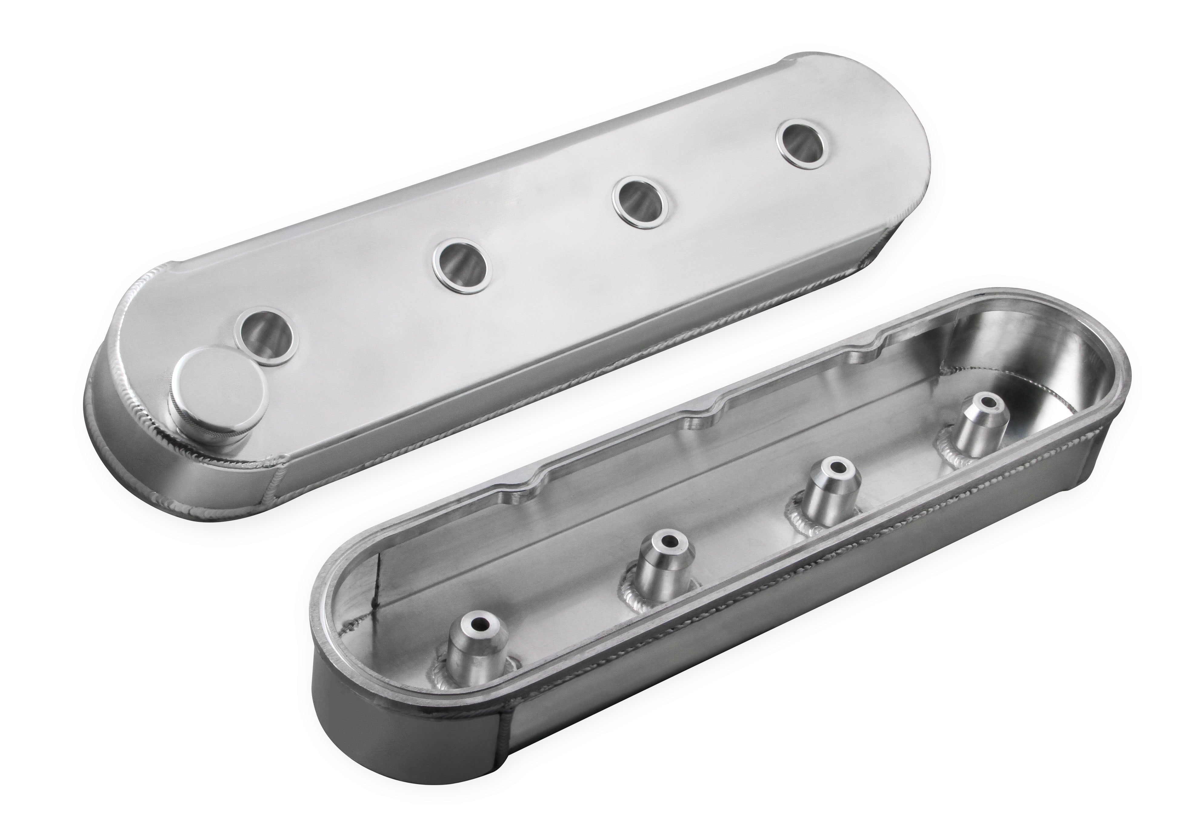 Mr. Gasket Fabricated Aluminum Valve Covers without Coil Stands - Silver
