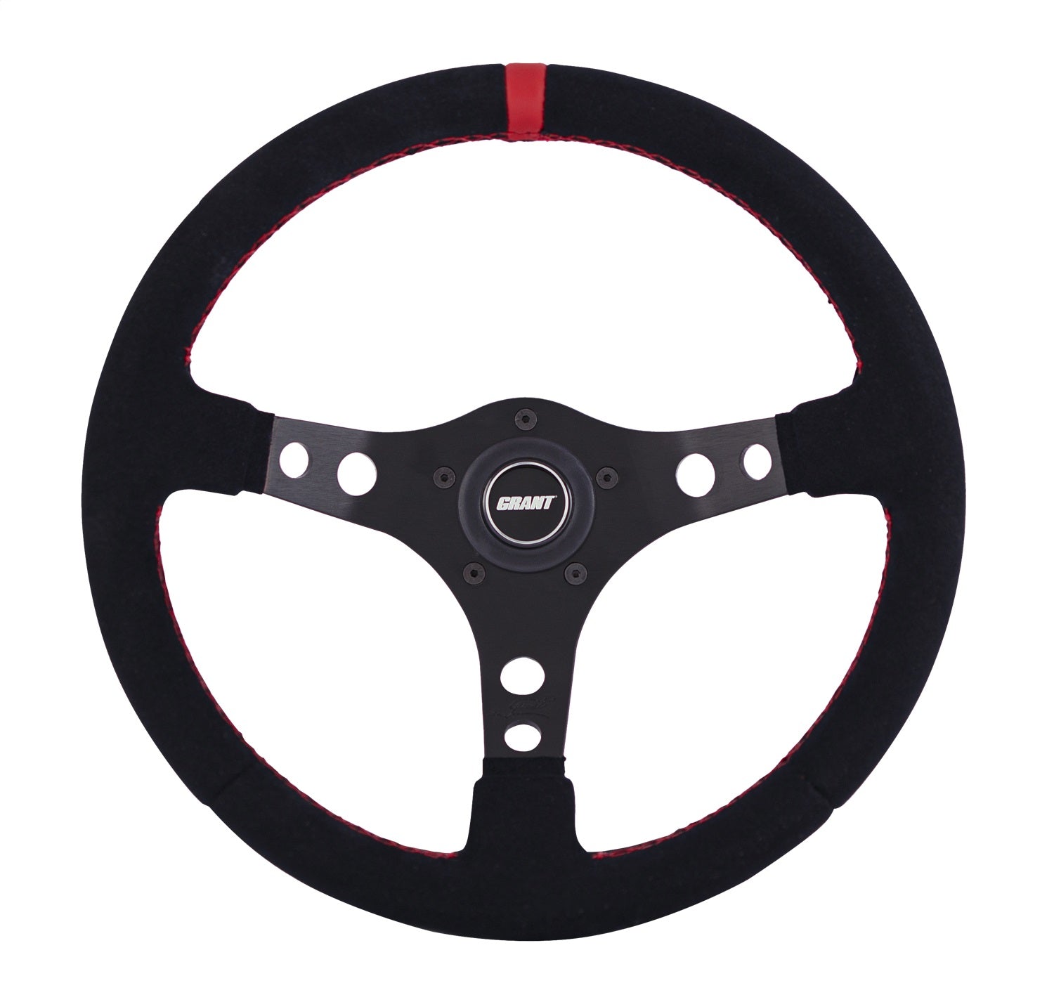 Grant 695 Racing Steering Wheel; Black w/Red Marker; 3-Spoke Design; Grant 695