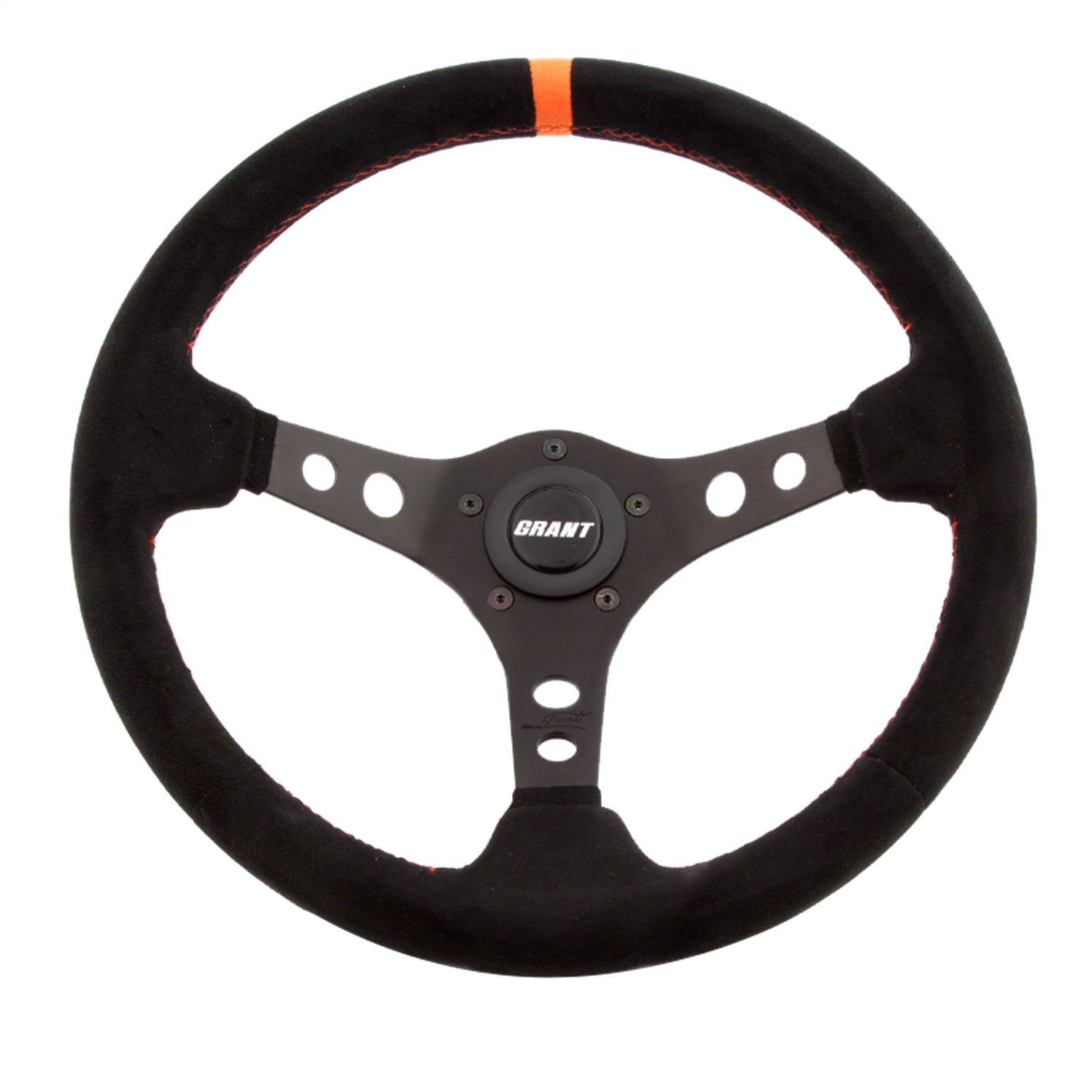 Grant 699 Racing Steering Wheel; Black w/Orange Marker; 3-Spoke Design; Grant 699