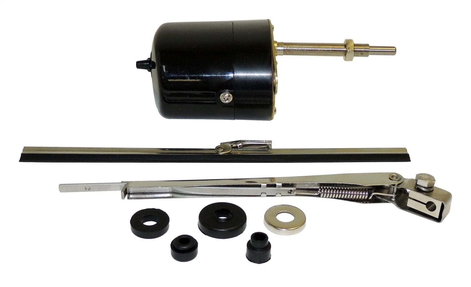 Crown Automotive Jeep Replacement 6V Wiper Motor Kit; Incl. Motor; Arm; Blade; Mounting Grommets; 6 Volt; Crown Automotive Jeep Replacement 6V