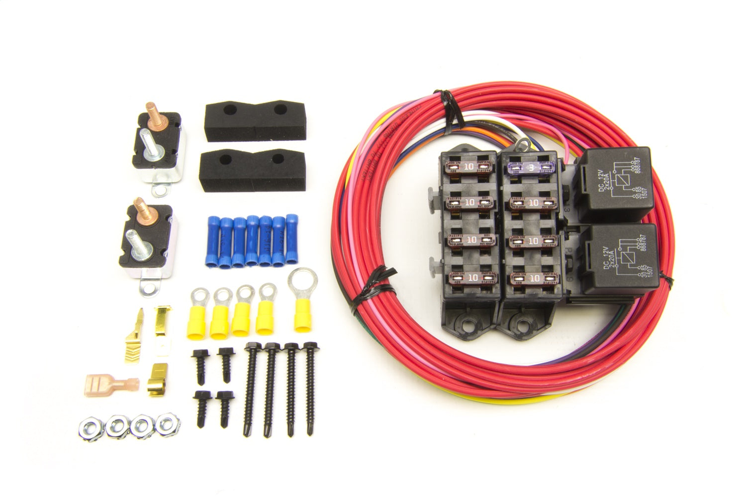 Painless Wiring 70117 7-Circuit Auxiliary Fuse Block; 7 Ignition-Hot Circuits; Uses Two 40 Amp Relays; Painless Wiring 70117