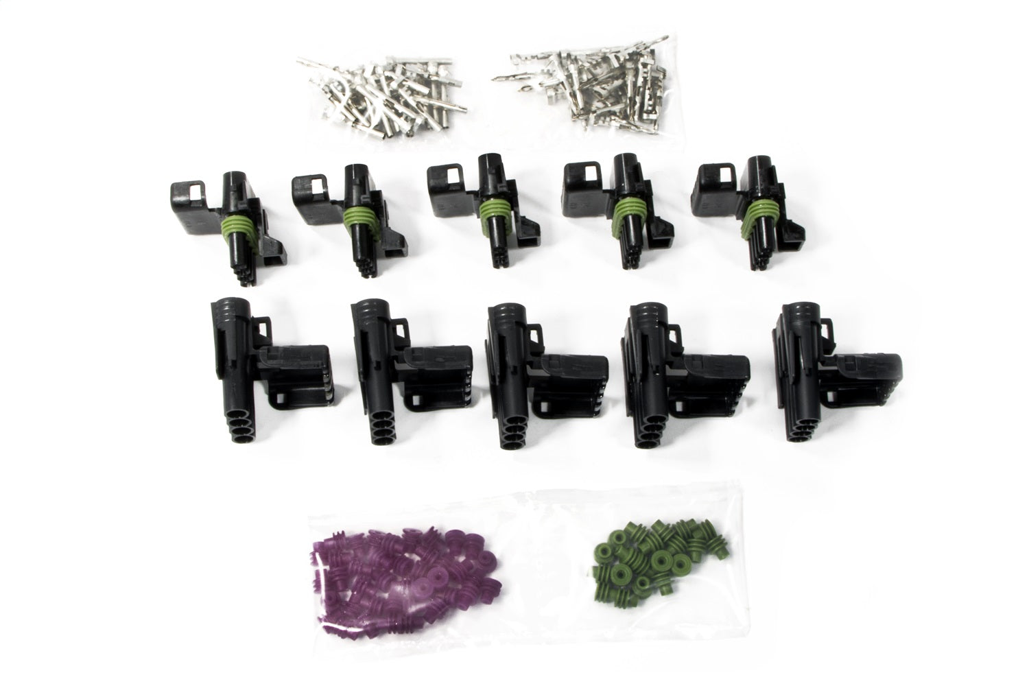 Painless Wiring 70463 Weatherpack Connector Kit; 4 Circuit Flat Connector Male/Female; 5 Pack; Painless Wiring 70463