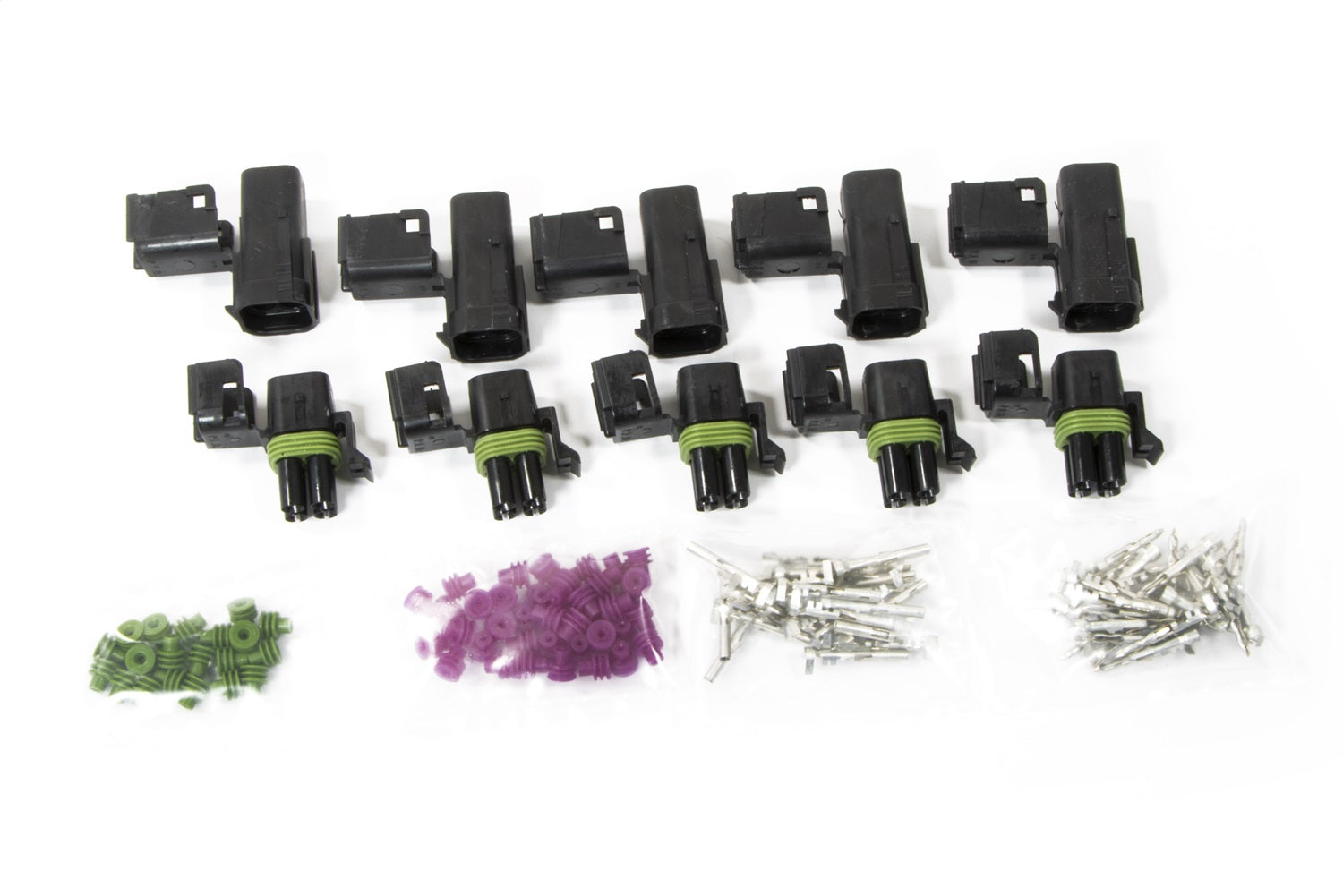 Painless Wiring 70464 Weatherpack Connector Kit; 4 Circuit Square Connector Male/Female; 5 Pack; Painless Wiring 70464