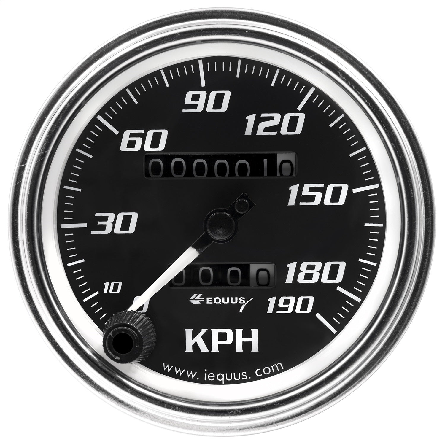 GAUGE; SPEEDOMETER; 3-3/8in. 0-190 KPH; 270 DEGREE SWEEP; MECH; CHROME; 7000 SER Equus E7079