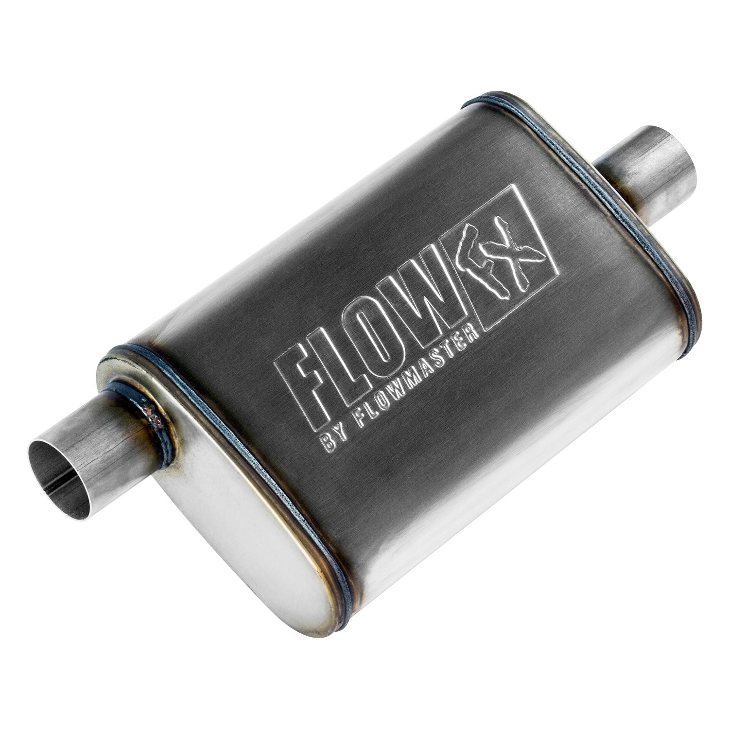 Flowmaster 71225 FlowFX Muffler; 2.25 Offset In/2.25 Center Out; Clamp On; 409 Stainless Steel; Flowmaster 71225