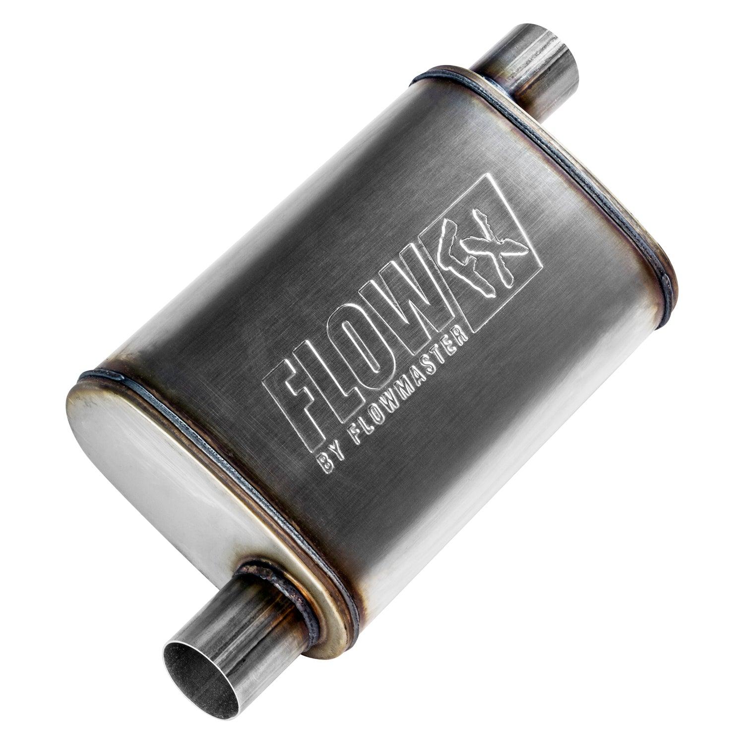 Flowmaster 71235 FlowFX Muffler; 2.25 Offset In/2.25 Offset Out; Clamp On; 409 Stainless Steel; Flowmaster 71235