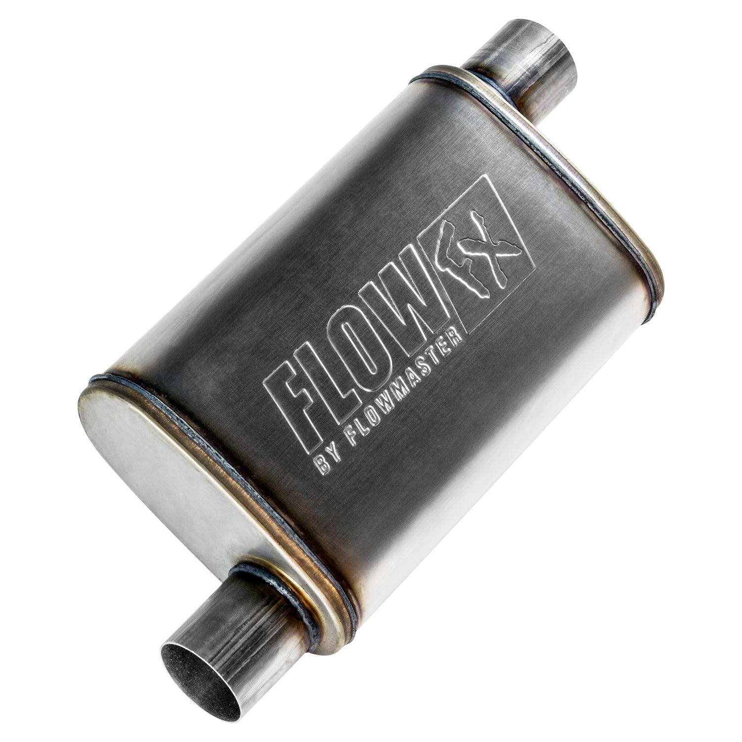 Flowmaster 71236 FlowFX Muffler; 2.5 Offset In/2.5 Offset Out; Clamp On; 409 Stainless Steel; Flowmaster 71236