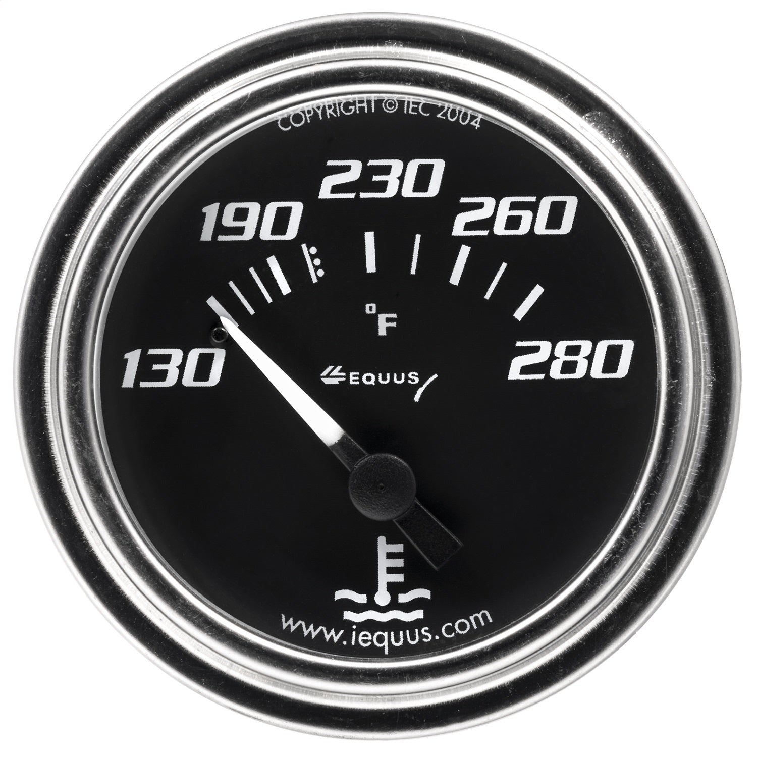 Equus E7232 GAUGE; WATER TEMP; 2in.; 130-280 F; 90 DEGREE SWEEP; MECH; CHRME; 7000 SERIE Equus E7232