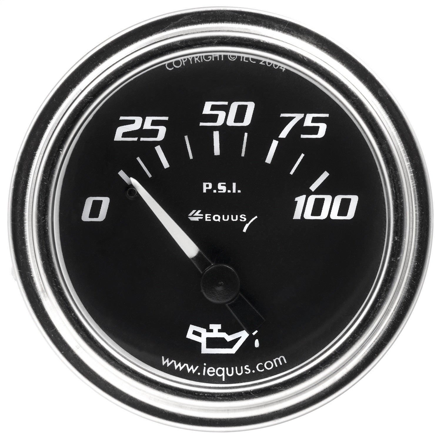 Equus E7234 GAUGE; OIL PRESSURE; 2in.; 0-100 PSI; 90 DEGREE SWEEP; MECH; CHROME 7000 SERIES Equus E7234