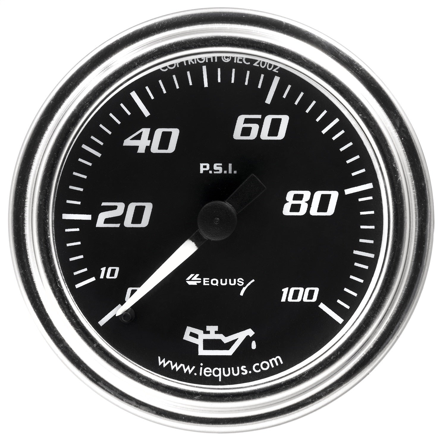 Equus E7244 GAUGE; OIL PRESS; 2in. 0-100 PSI; 270 DEGREE SWEEP; MECH; CHROME 7000 SERIES Equus E7244
