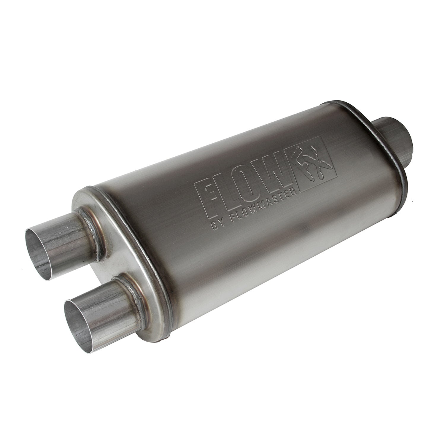 Flowmaster 72587 FlowFX Muffler; 3.5 in. Center Inlet/2.5 in. Dual Out; 409 Stainless Steel; Flowmaster 72587
