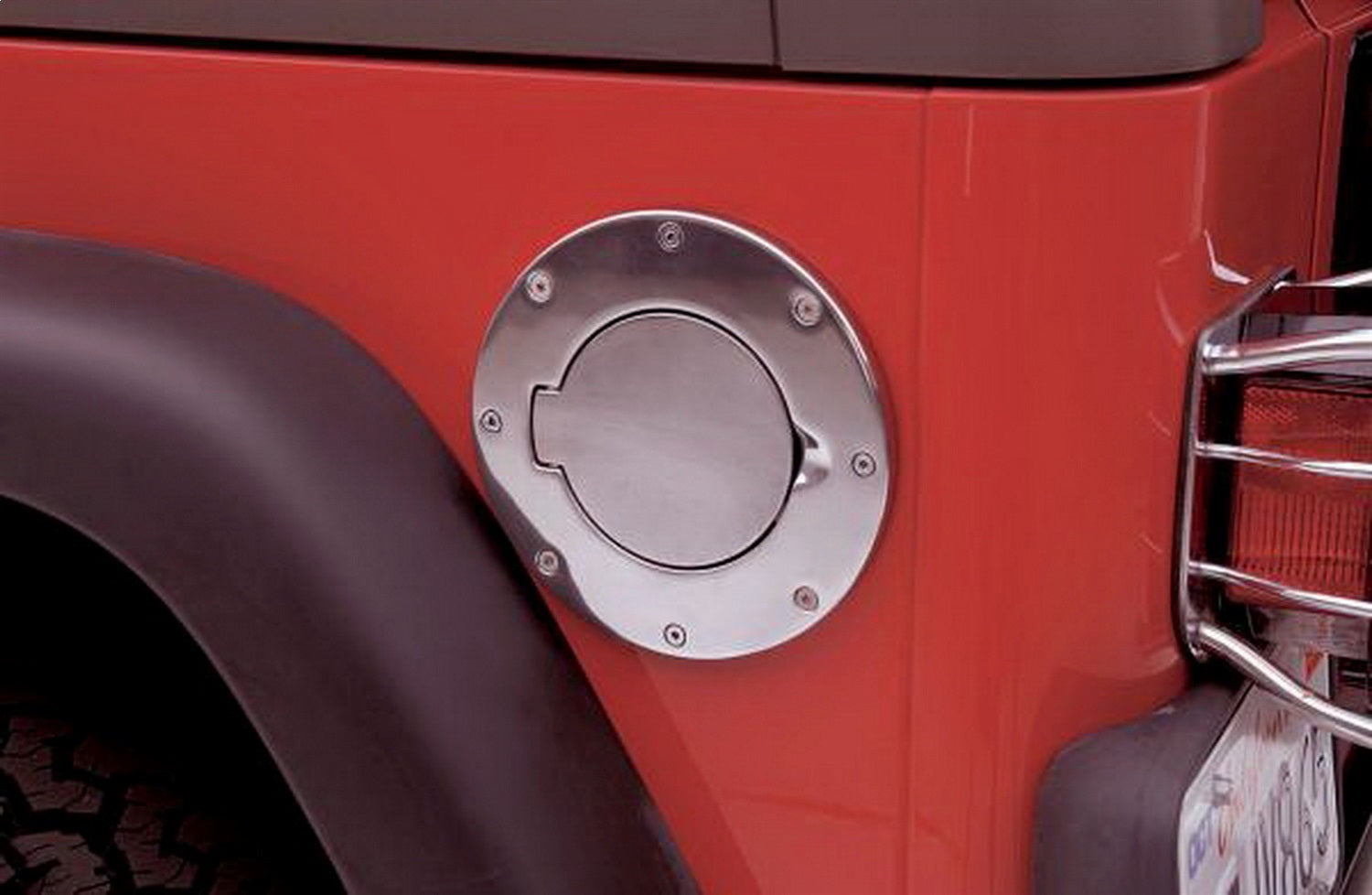 Rampage 75001 Billet Style Fuel Door Cover; Polished; Non-Locking; Rampage 75001