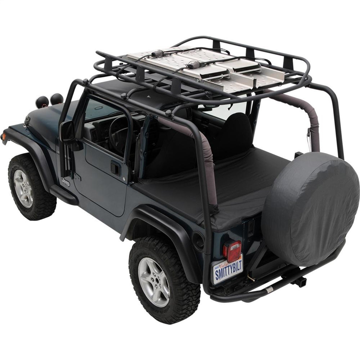 SRC Roof Rack; Black Textured; No Drill Installation; Box 1; Smittybilt 76716-01