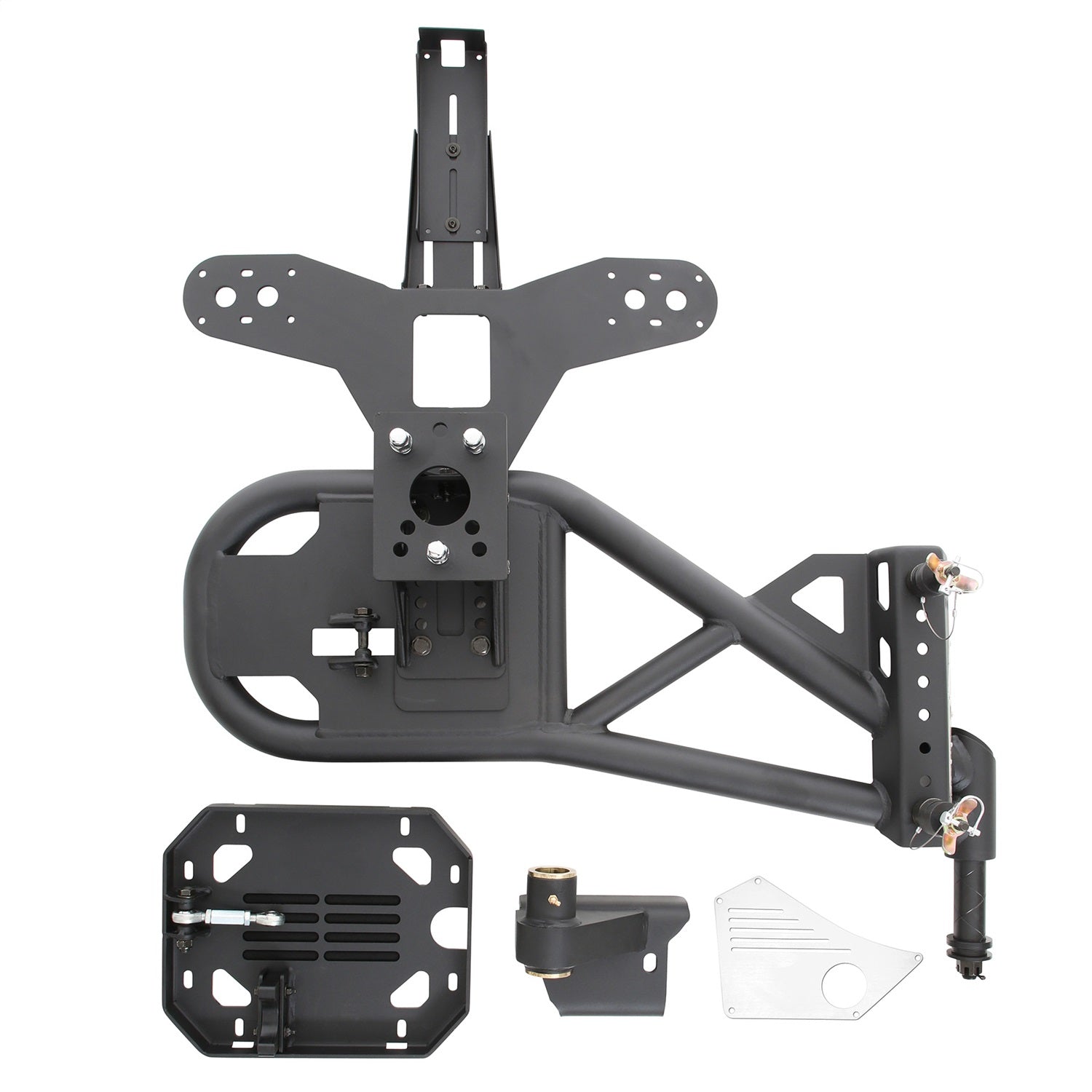 XRC Tire Carrier; Bolt on Design; For SRC Gen2 Bumpers; Lite Black Textured; Smittybilt 76857LT