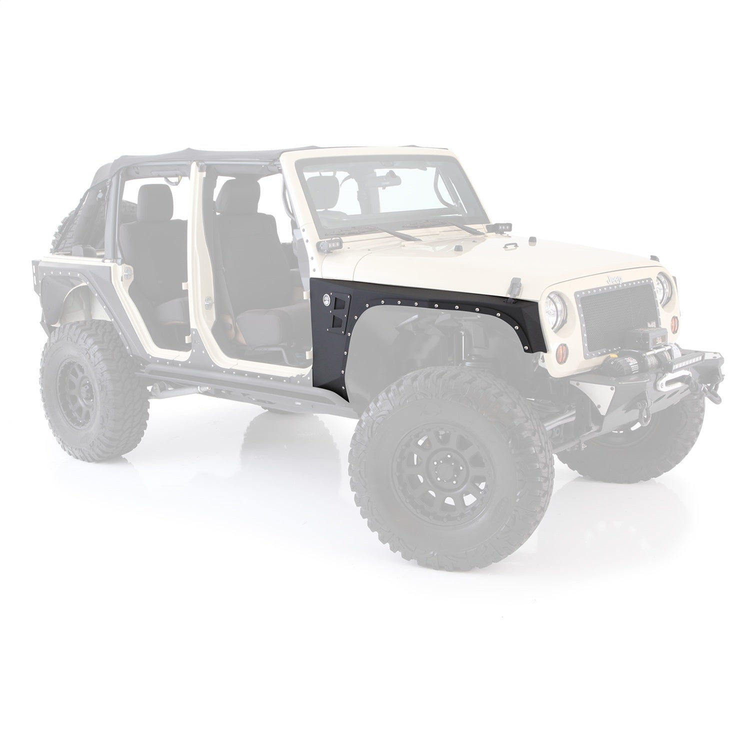 XRC Armor Fender Skin; Front; Matte Black Powder Coat; Incl. Inner Fender Liner; Smittybilt 76880