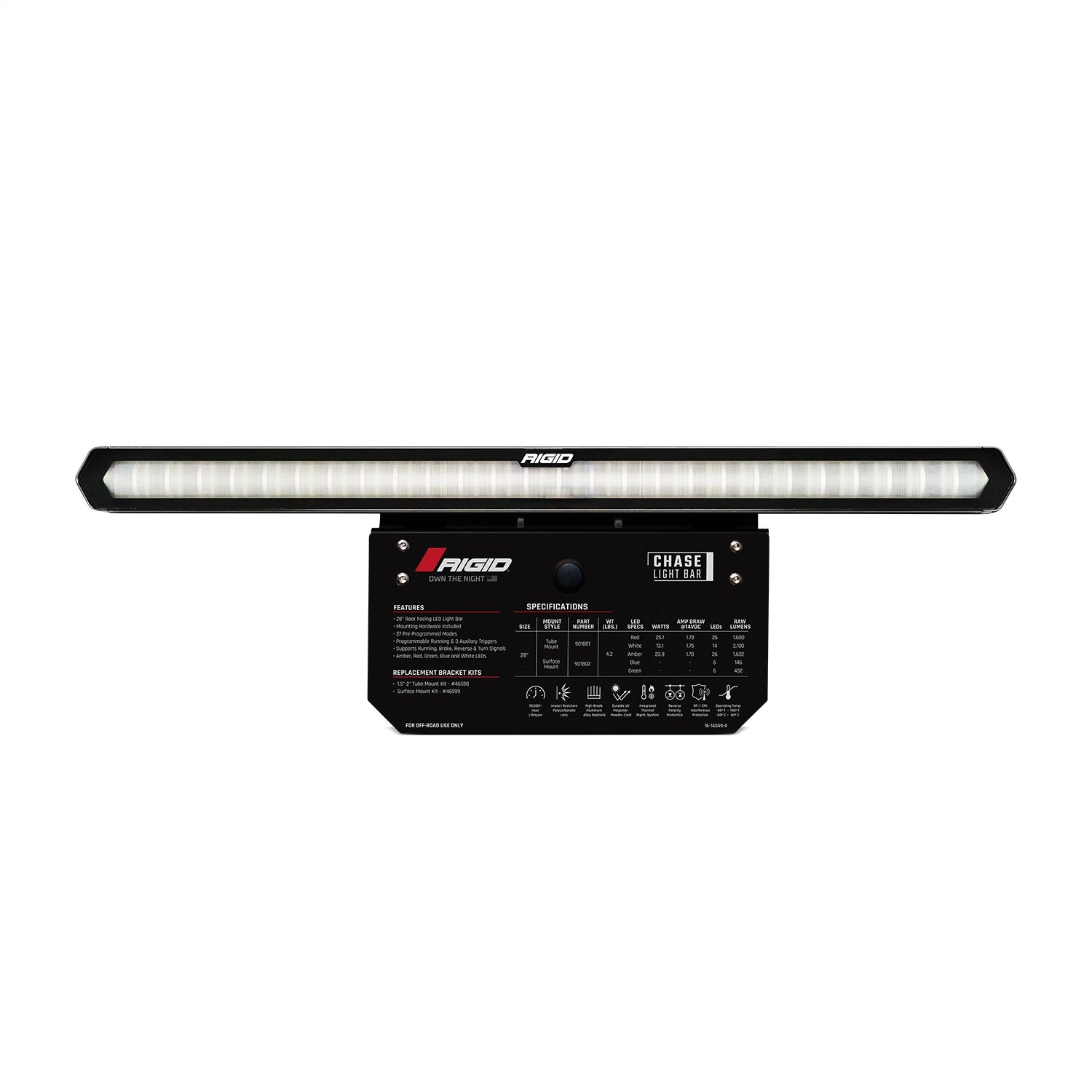 RIGID Industries 77989 Chase™ Light Bar Mount Kit; Made For Chase Bar PN 901802; RIGID Industries 77989