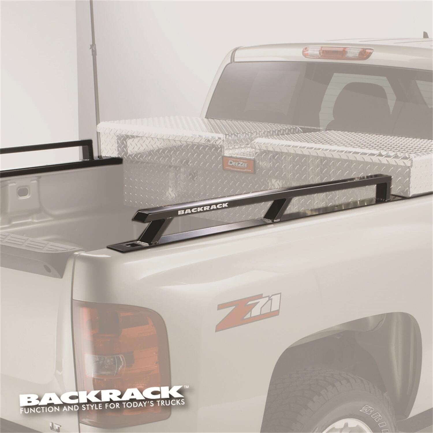 RealTruck Backrack 65523TB Side Rails; For Use w/21 in. Toolbox; Black Powder Coat; RealTruck Backrack 65523TB