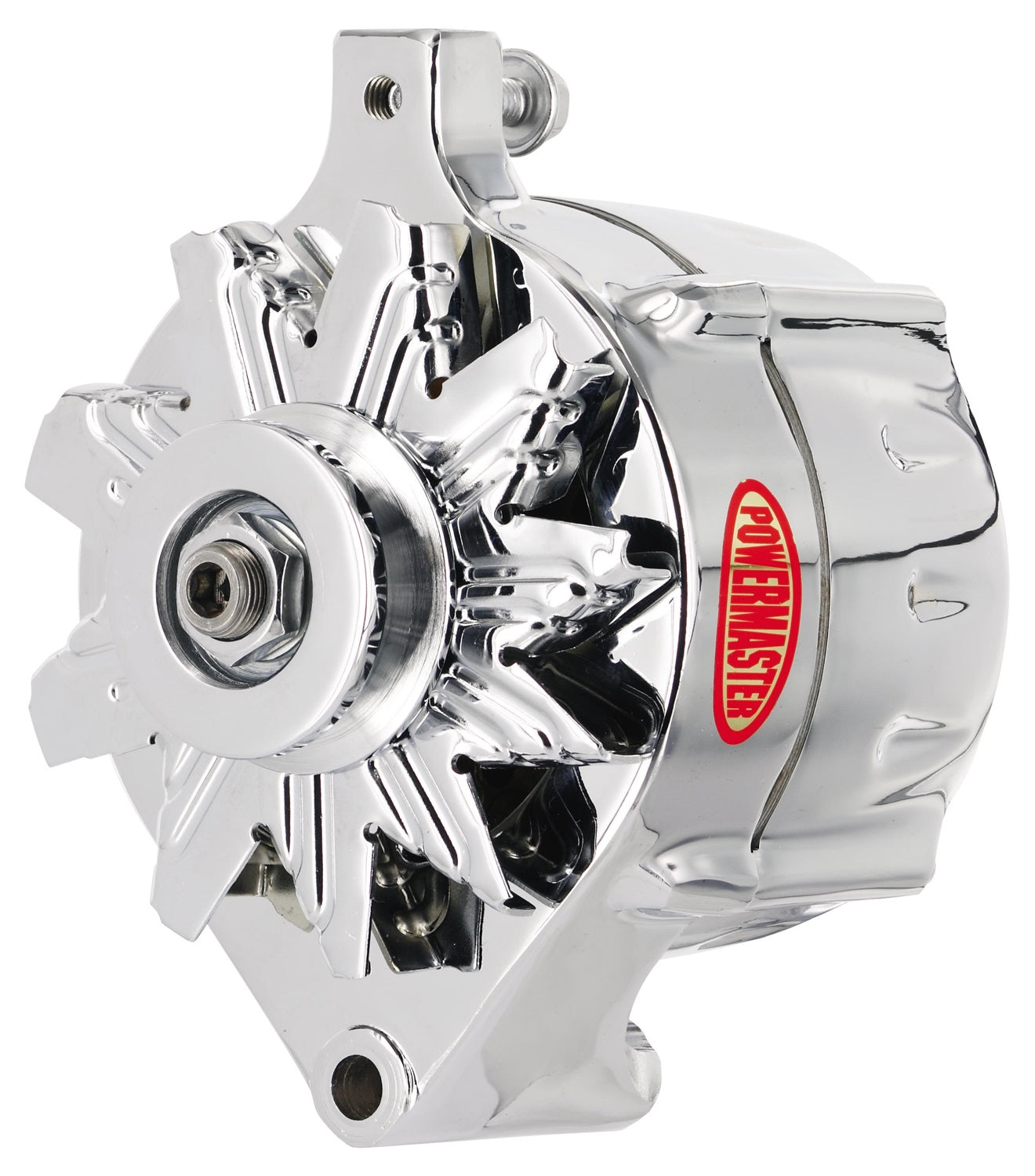 Powermaster Performance 8-37141 Alternator; Ford Upgrade; 150 Amp; 100 Idle; 1V Pulley; 1 Wire; Chrome; Powermaster Performance 8-37141