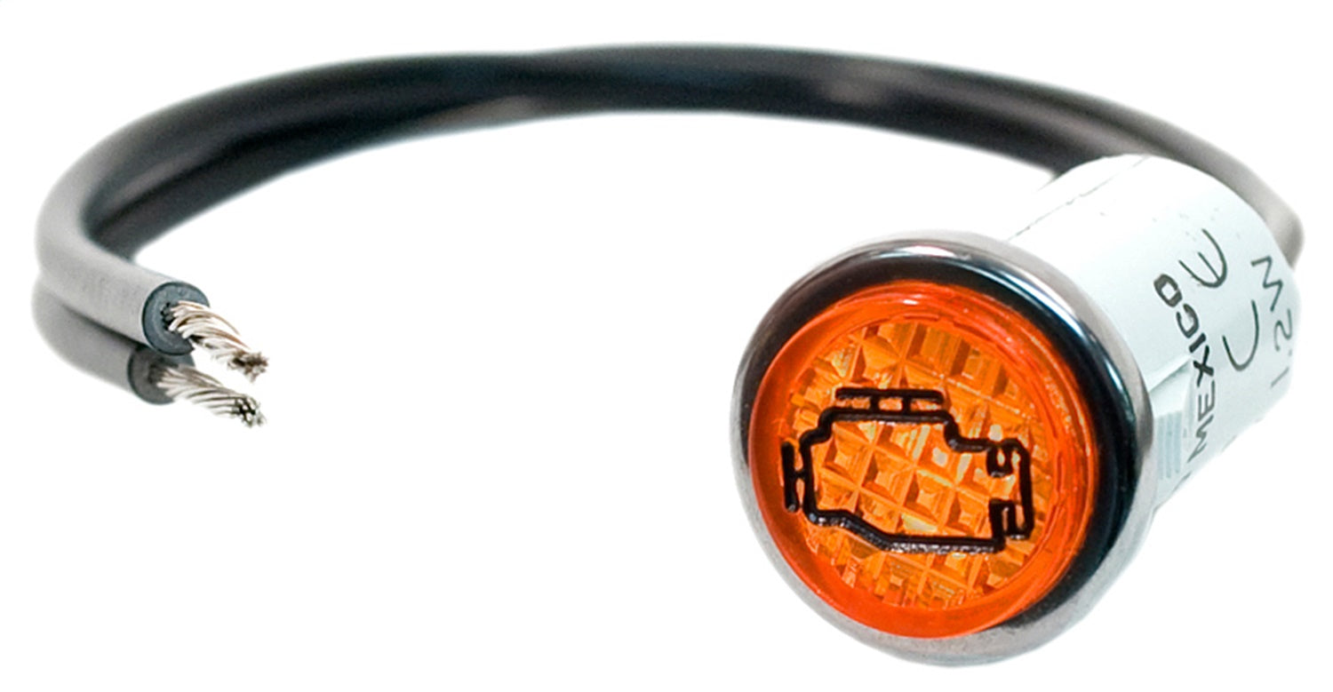 Painless Wiring 80207 LED Dash Check Engine Light; 0.5 in.; Amber w/Engine Logo; Painless Wiring 80207