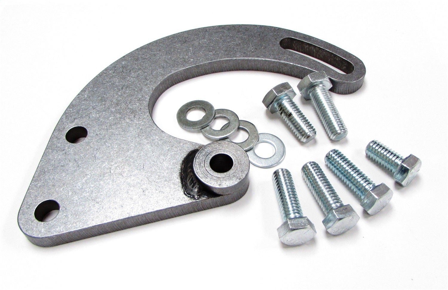 Borgeson 802402 Power steering pump bracket. Natural steel. Fits SBC with long water pump. Borgeson 802402