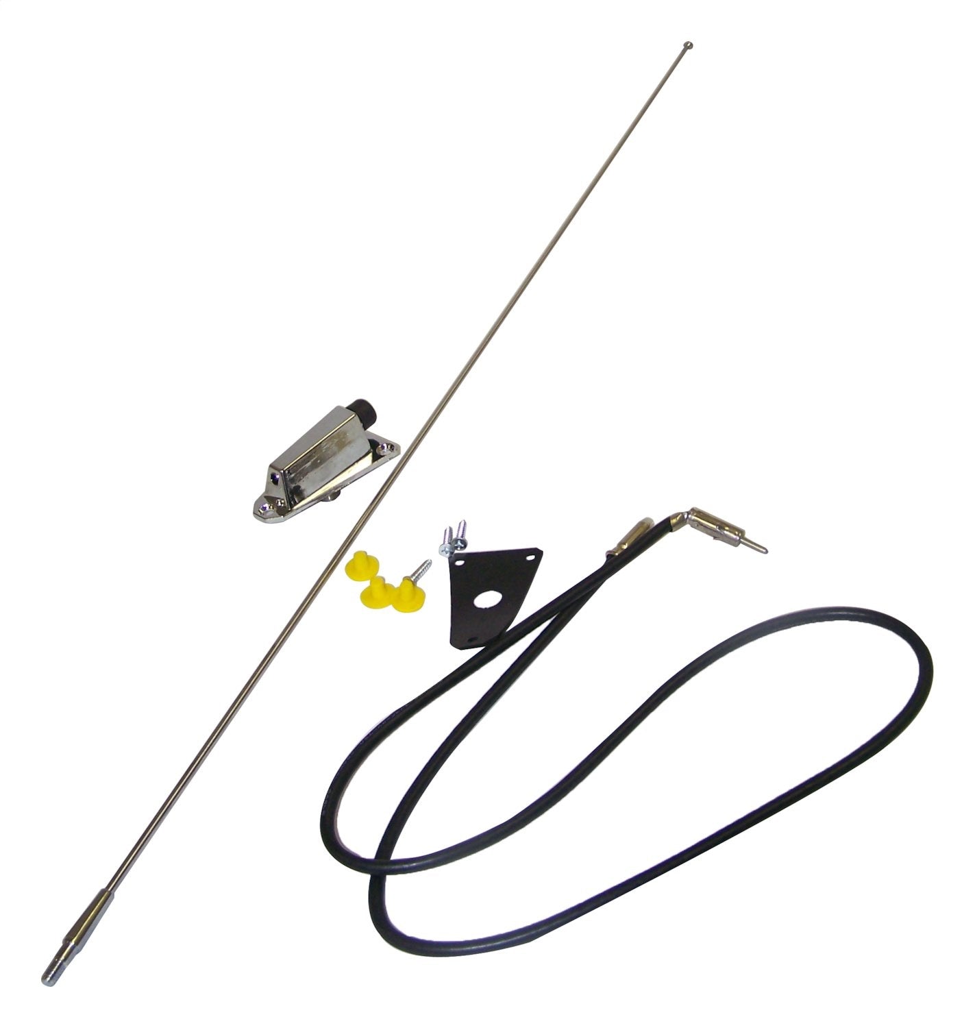 Crown Automotive Jeep Replacement 8127842K Antenna Kit; Incl. Mounting Bracket; Chrome; Crown Automotive Jeep Replacement 8127842K