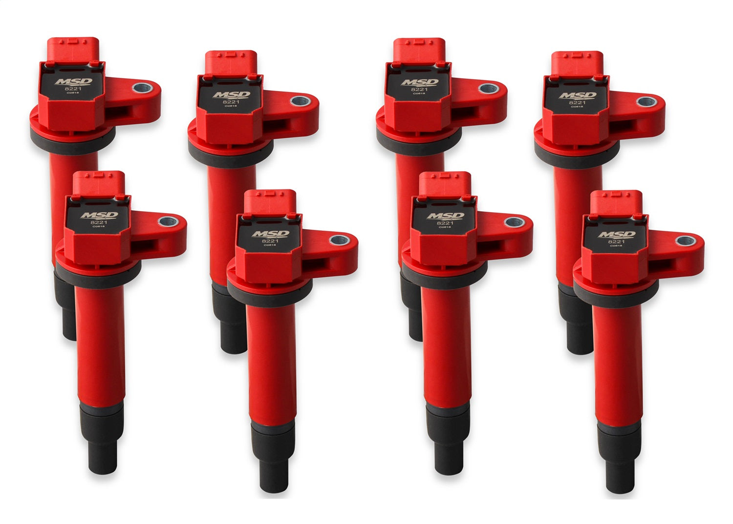 MSD 82218 Blaster Direct Ignition Coil Set; Direct Bolt-In Replacement; Red; 8 pk.; MSD 82218